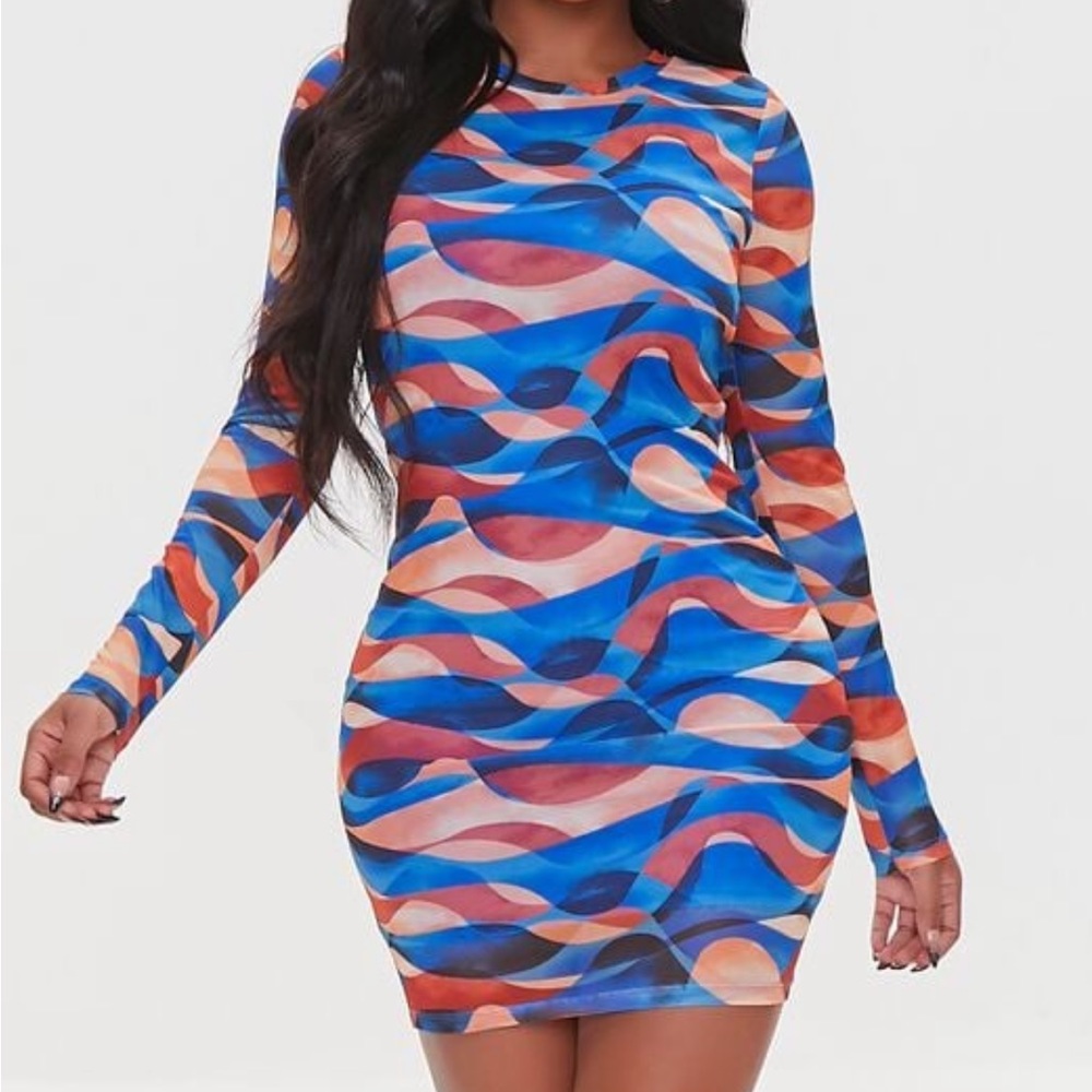 Forever 21 Abstract Mini Dress Multicolor